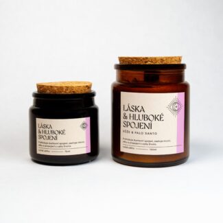 Sójová svíčka Láska & Hluboké spojení – Růže, Palo Santo